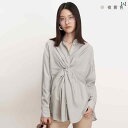 マタニティ 仕事着 トップス レディース 春秋 長袖 シャツ 襟 ボタン ツイスト 切り替え ゆったり ソフト 通気 おしゃれ 個性 無地