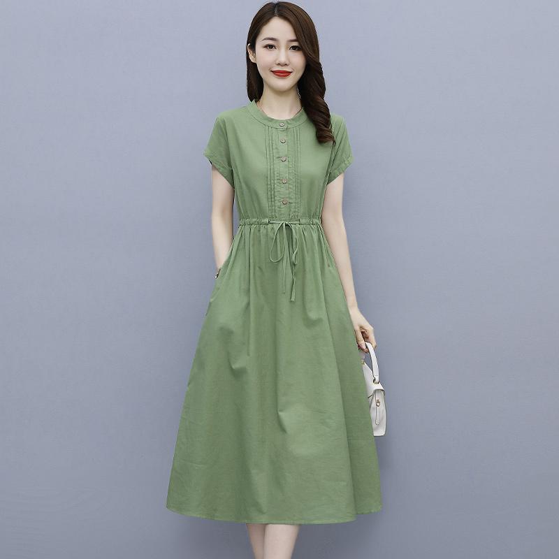 レディース ファッション 夏 エレガント 上品 おしゃれ 綿 ドレス 風 綿 リネン スカート