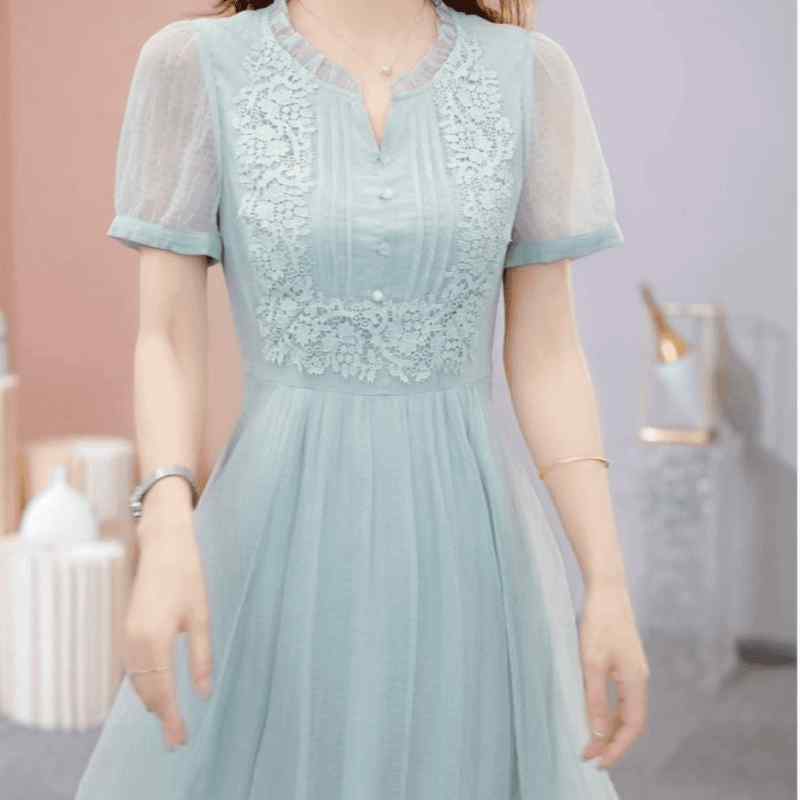 レディース ファッション 夏 エレガント 上品 おしゃれ ガーゼ ドレス 美しい 服 スカート