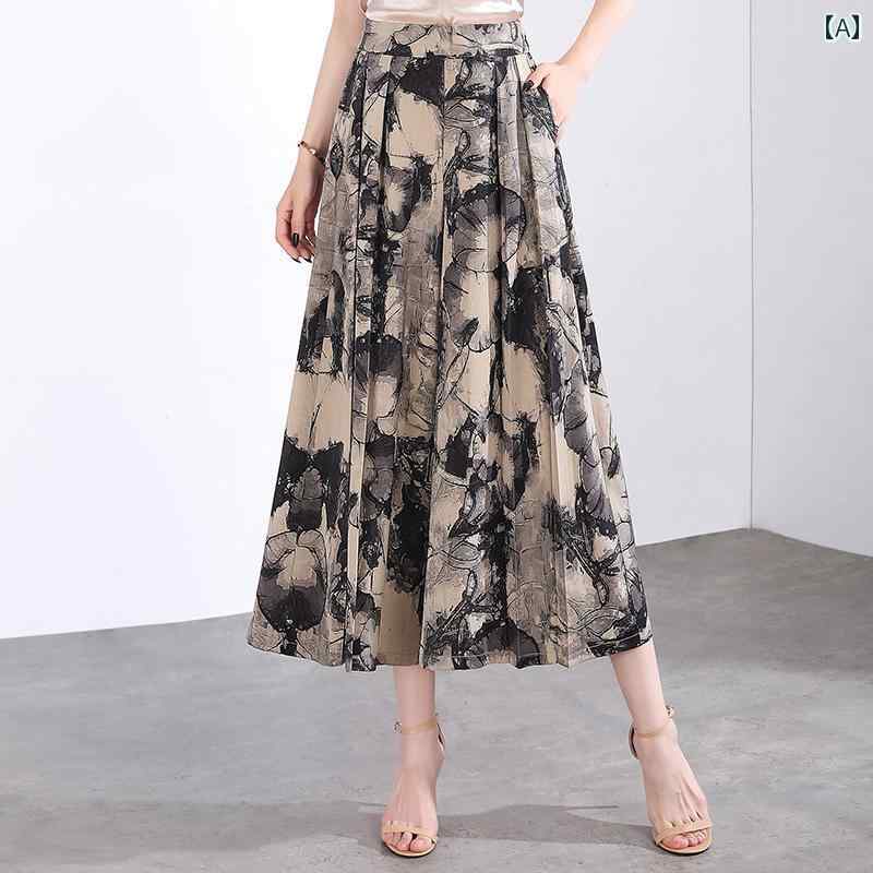 レディース ファッション おしゃれ 上品 シンプル プリント キュロット 夏 ハイウエスト パンツ スリム 八分丈 ひんやり 涼しい 快適 ワイドレッグ パンツ