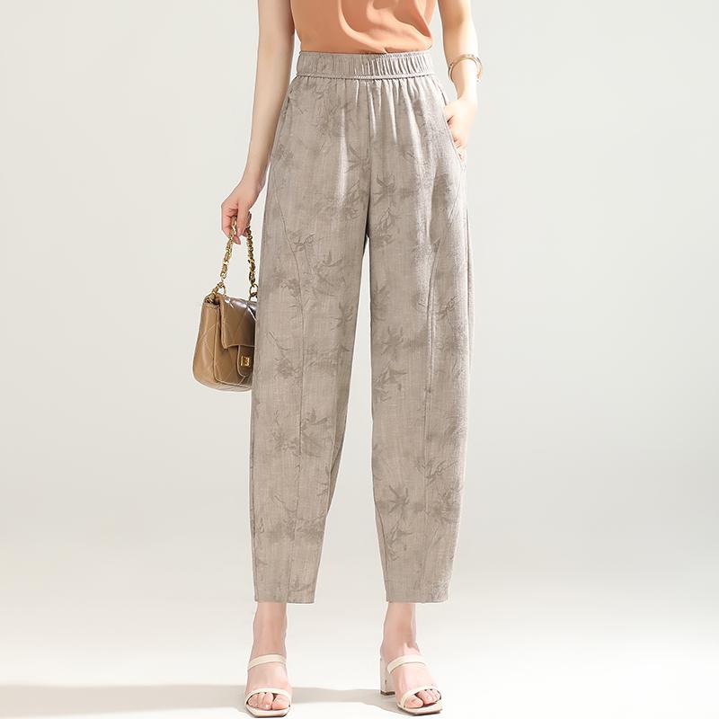 レディース ファッション おしゃれ 上品 シンプル パンツ 夏 ハイウエスト プチパンツ プリント ひんや..