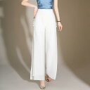 レディース ファッション おしゃれ 上品 シンプル 夏 シフォン ワイドレッグ パンツ 背 高さ 人 薄手 涼しい 涼しい 涼しい ハイウエスト ゆったり パンツ スリット ストレート レッグ 白 パンツ