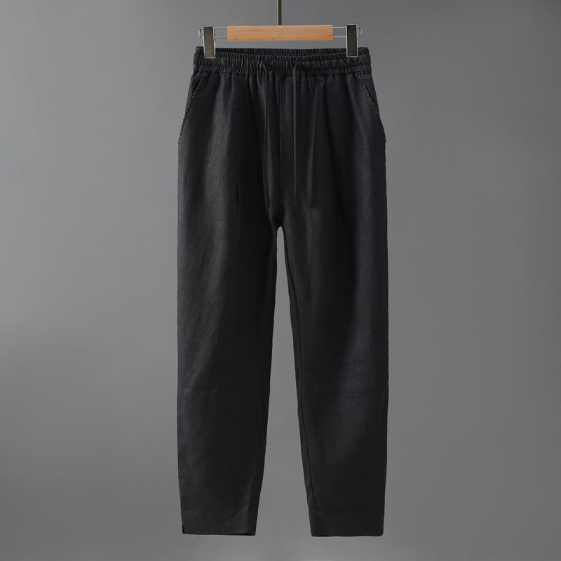 メンズ ファッション シンプル おしゃれ カジュアル リネン ストレート パンツ 大きいサイズ 無地 快適 オール リネン ウエストゴム レースアップ パンツ ズボン