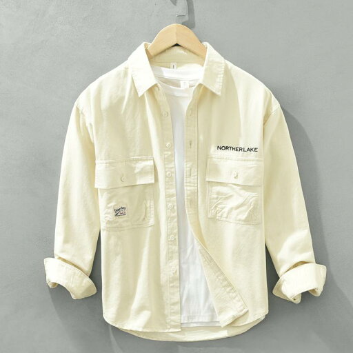 レター プリント 長袖 コットン ワークシャツ 秋 トレンディ レトロ トップス 服 レター プリント 長袖 コットン ワークシャツ 秋 トレンディ レトロ トップス 服