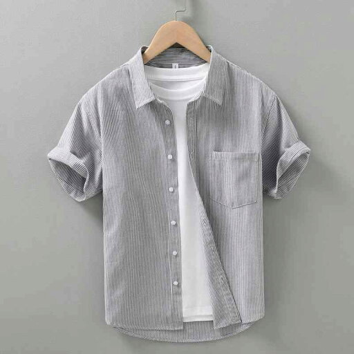 先染め 縦縞 オックスフォード 半袖 シャツ 夏 レトロ 小さめ フレッシュ 綿 シャツ トレンド 先染め 縦縞 オックスフォード 半袖 シャツ 夏 レトロ 小さめ フレッシュ 綿 シャツ トレンド