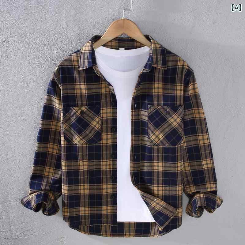 春 クラシック チェック 長袖 シャツ トレンド シャツ ジャケット トップス シャツ