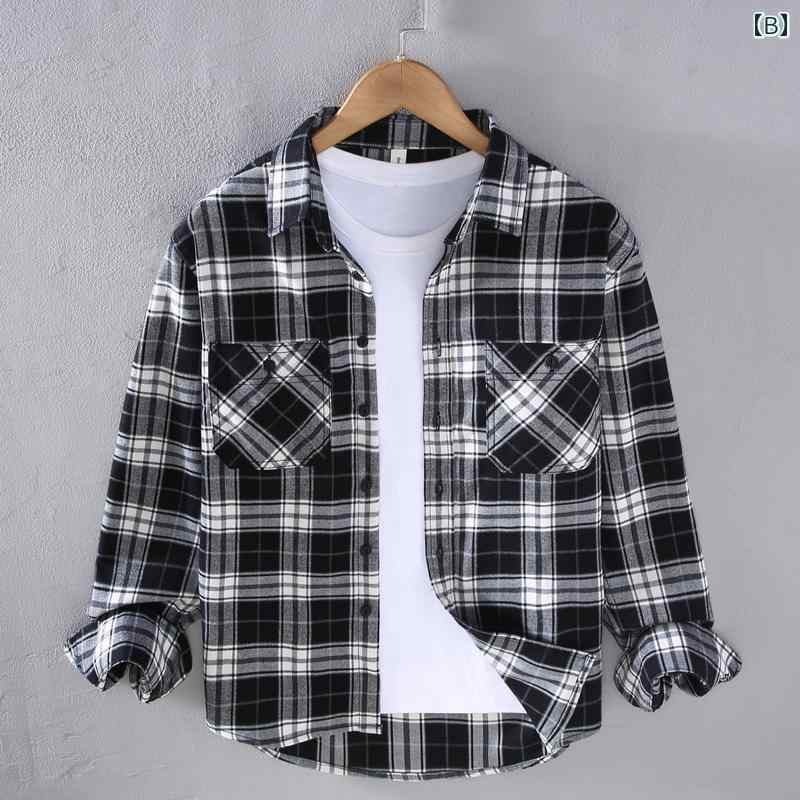 春 クラシック チェック 長袖 シャツ トレンド シャツ ジャケット トップス シャツ