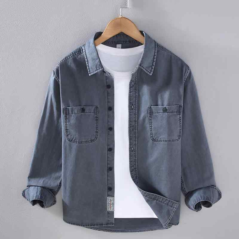 ミリタリー コットン ワークウェア 長袖 シャツ 春秋 トレンディ 厚手 シャツ ジャケット シャツ トップス