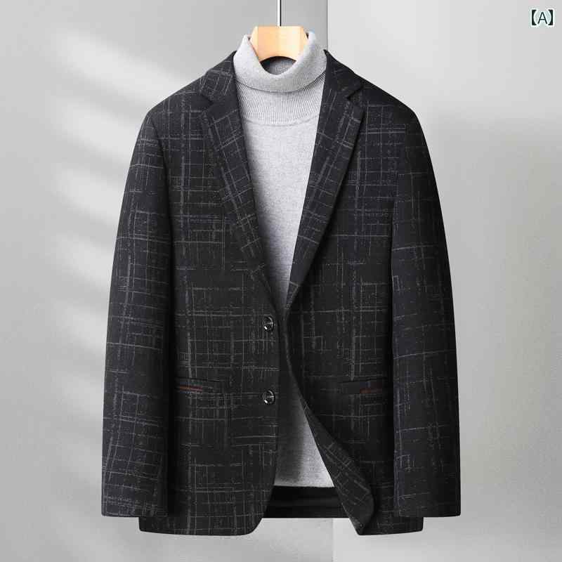 メンズ ファッション シンプル おしゃれ カジュアル 秋冬 ウール セットアップ トレンディ スリム ウール シングル セットアップ ウール セットアップ ジャケット