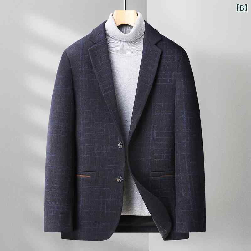 メンズ ファッション シンプル おしゃれ カジュアル 秋冬 ウール セットアップ トレンディ スリム ウール シングル セットアップ ウール セットアップ ジャケット