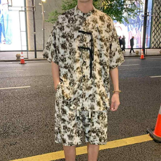ひんやり 涼しい 快適 シャツ 半袖 ショート パンツ 夏 チャイナ風 レトロ 唐 漢服 セットアップ ひんやり 涼しい 快適 シャツ 半袖 ショート パンツ 夏 チャイナ風 レトロ 唐 漢服 セットアップ