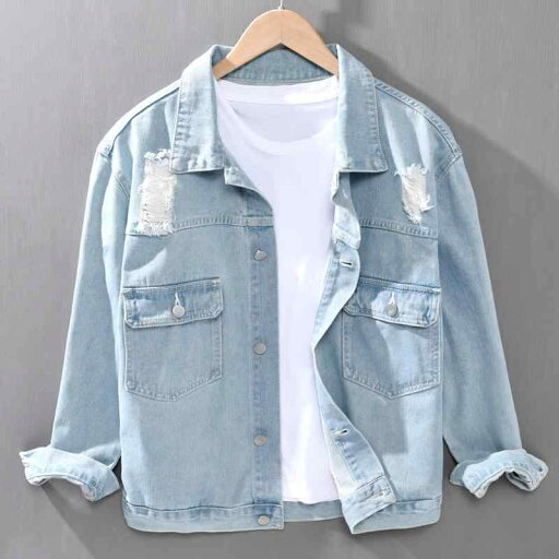 デニムジャケット トレンディ コート 春 ダメージ デニムジャケット カーディガン トップス 服 デニムジャケット トレンディ コート 春 ダメージ デニムジャケット カーディガン トップス 服
