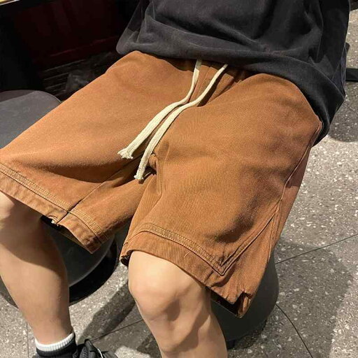 アメリカン デニムショートパンツ 夏 薄手 涼しい 涼しい ストレート ドローストリング パンツ ストリート スリットパンツ アメリカン デニムショートパンツ 夏 薄手 涼しい 涼しい ストレート ドローストリング パンツ ストリート スリットパンツ