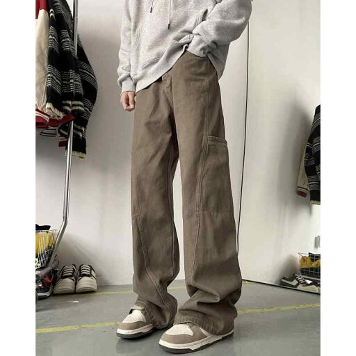 アメリカン コーヒー パンツ 夏 トレンディ ストレート ワイドレッグ 快適 レトロ アメリカン コーヒー パンツ 夏 トレンディ ストレート ワイドレッグ 快適 レトロ