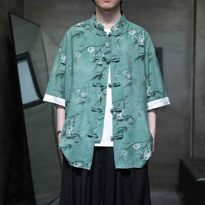 唐 装 夏 中国 半袖 シャツ 薄手 涼しい ハーフ ショート 袖 トップス チャイナ風 漢服