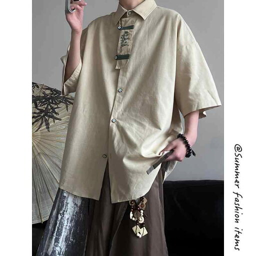 シャツ 半袖 夏 チャイナ風 唐 装 漢服 トップス レトロ シャツ シャツ 半袖 夏 チャイナ風 唐 装 漢服 トップス レトロ シャツ