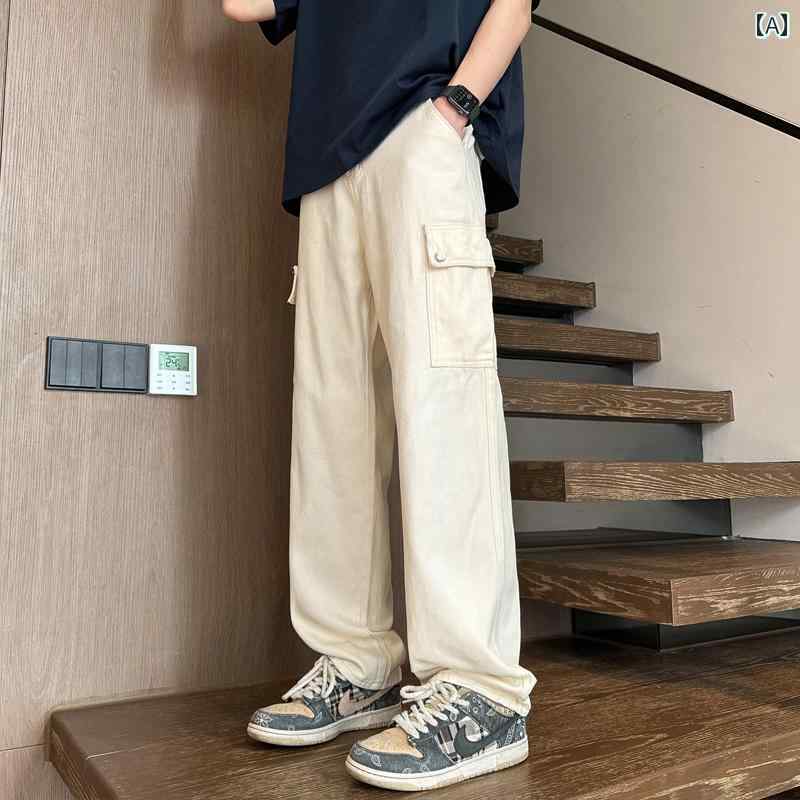 夏 アメリカン ワークウェア ジーンズ 薄手 涼しい 涼しい ストリート トレンド パンツ ストレート ワイド パンツ