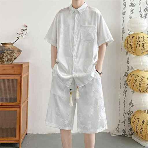 チャイナ風 セットアップ 夏 薄氷 半袖 シャツ チャイナ風 ドラゴン 柄 ジャカード 唐 セットアップ 漢服 チャイナ風 セットアップ 夏 薄氷 半袖 シャツ チャイナ風 ドラゴン 柄 ジャカード 唐 セットアップ 漢服