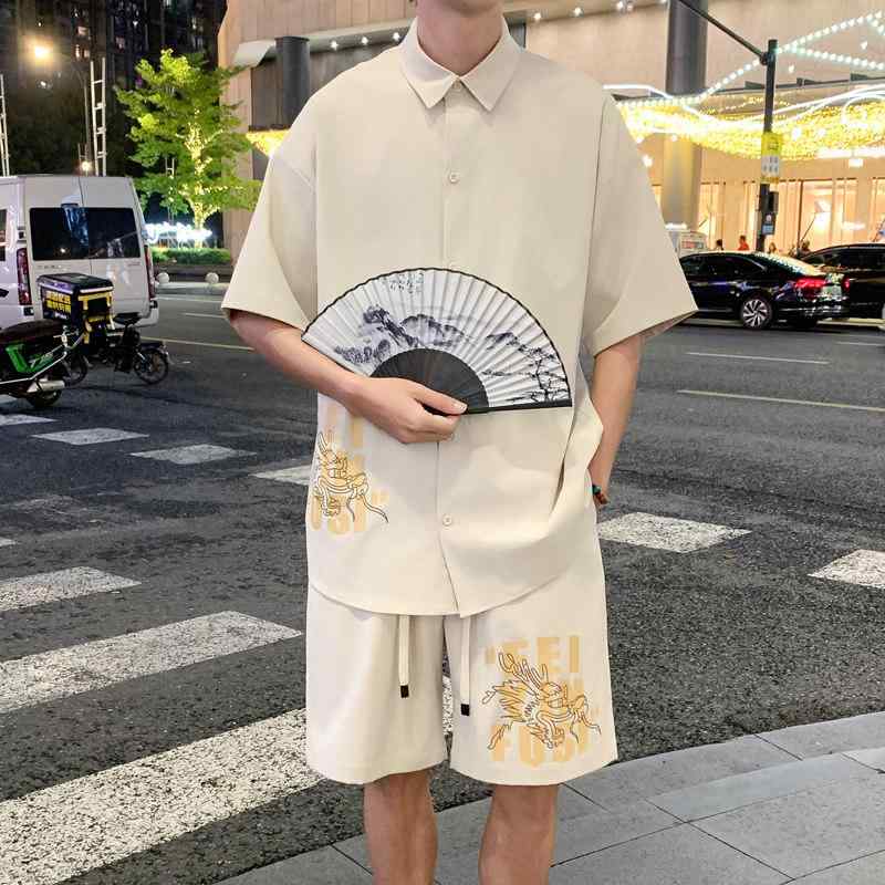 半袖 シャツ 夏 セットアップ 服 一式 シャツ ジャケット