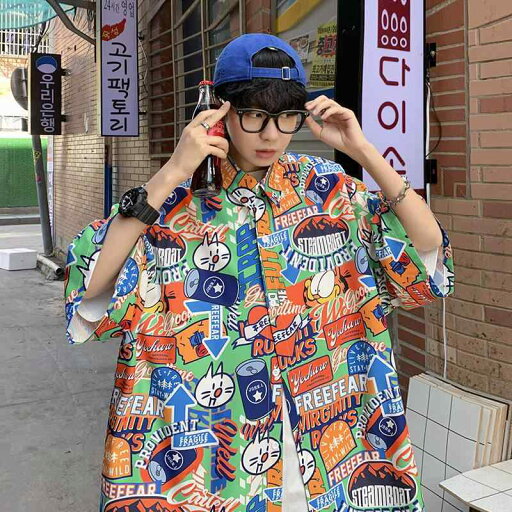 花柄 シャツ 半袖 夏 薄手 涼しい ゆったり 五分袖 シャツ トレンディ アメリカン ヒップ ホップ ジャケット トップス 花柄 シャツ 半袖 夏 薄手 涼しい ゆったり 五分袖 シャツ トレンディ アメリカン ヒップ ホップ ジャケット トップス