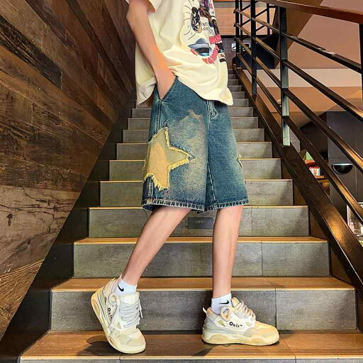デニム ジーンズ ショート パンツ 夏 薄手 涼しい トレンディ 通気 パンツ スリム ストレート パンツ デニム ジーンズ ショート パンツ 夏 薄手 涼しい トレンディ 通気 パンツ スリム ストレート パンツ