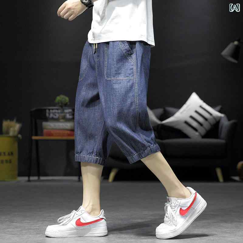 ゆったり 薄手 涼しい 夏 ストレート クロップドパンツ トレンド ワイドレッグ 膝上 七分丈 ショートパンツ 短パン