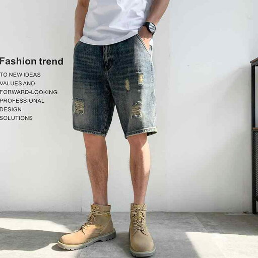 ダメージ デニム ジーンズ ショート パンツ 夏 薄手 涼しい ゆったり ウォッシュド アメリカ ストリート 厚手 丈 パンツ ダメージ デニム ジーンズ ショート パンツ 夏 薄手 涼しい ゆったり ウォッシュド アメリカ ストリート 厚手 丈 パンツ