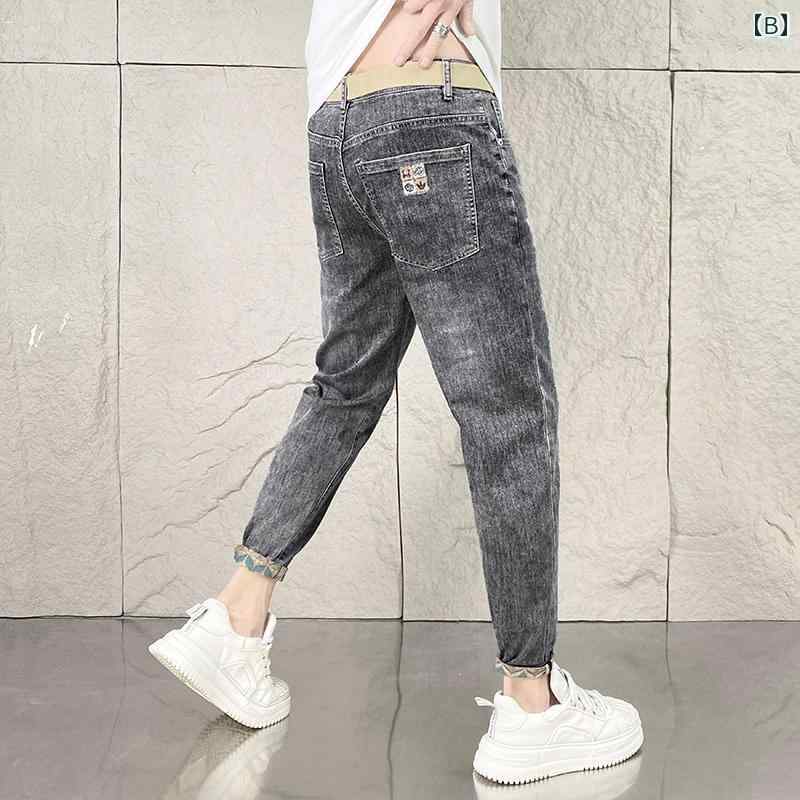 春夏 薄手 涼しい ストレート レッグ アメリカン レトロ 大きいサイズ 裾細 九分丈 パンツ