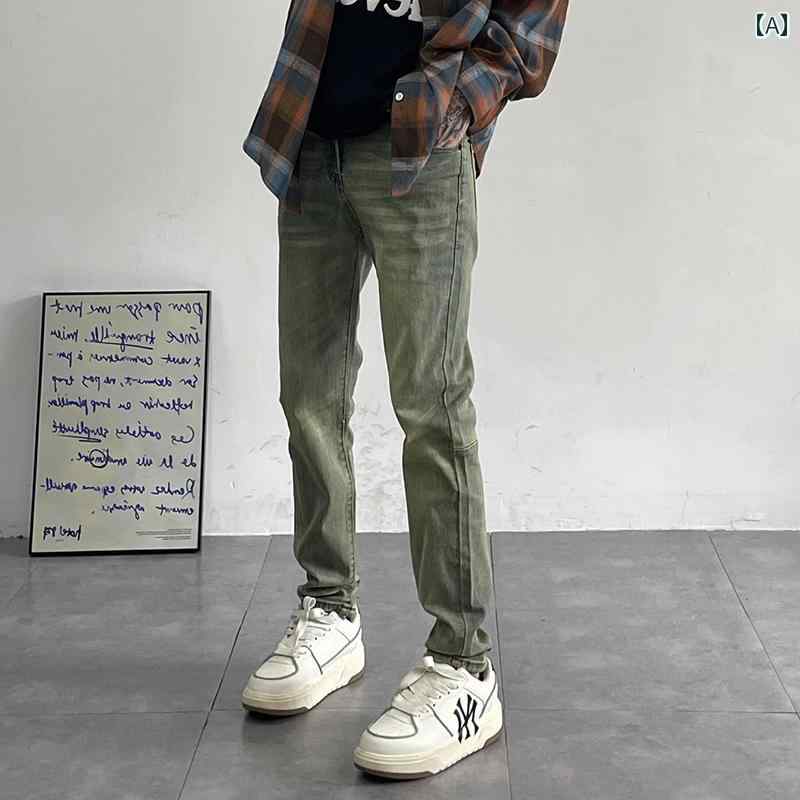 夏 薄手 涼しい トレンディ スリムフィット 裾細 パンツ レトロ ストレート パンツ