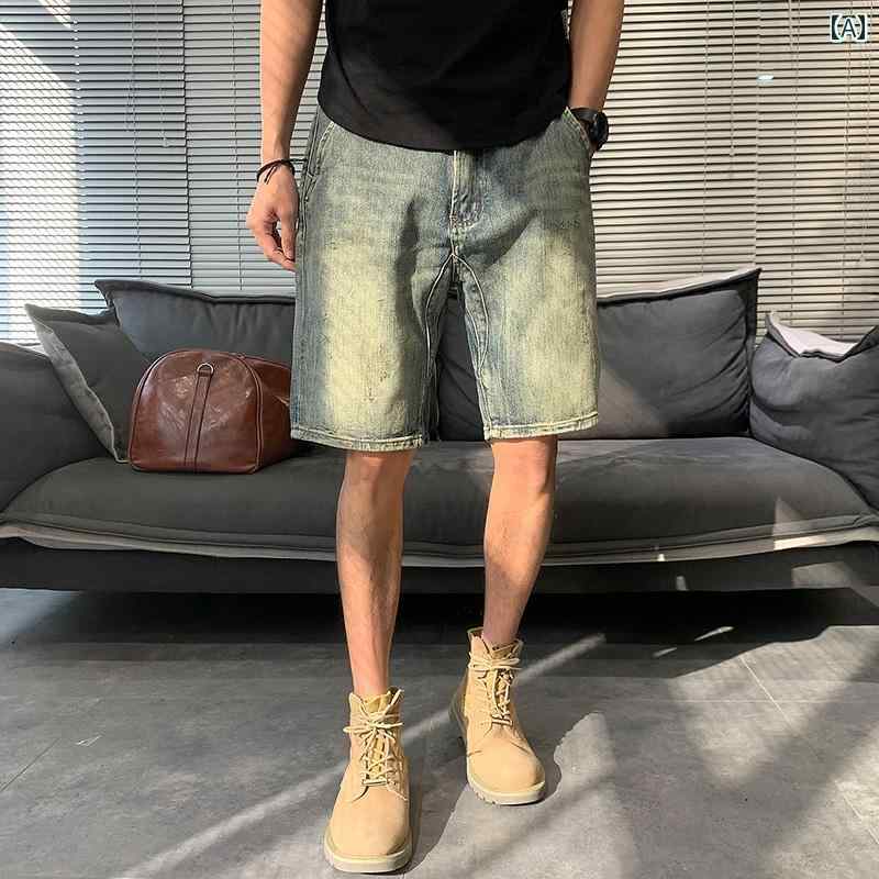メンズ ファッション カジュアル おしゃれ デニムショートパンツ 夏 薄手 涼しい トレンド アメカジ レトロ トレンド 五分丈 ハーフ ハーフ パンツ