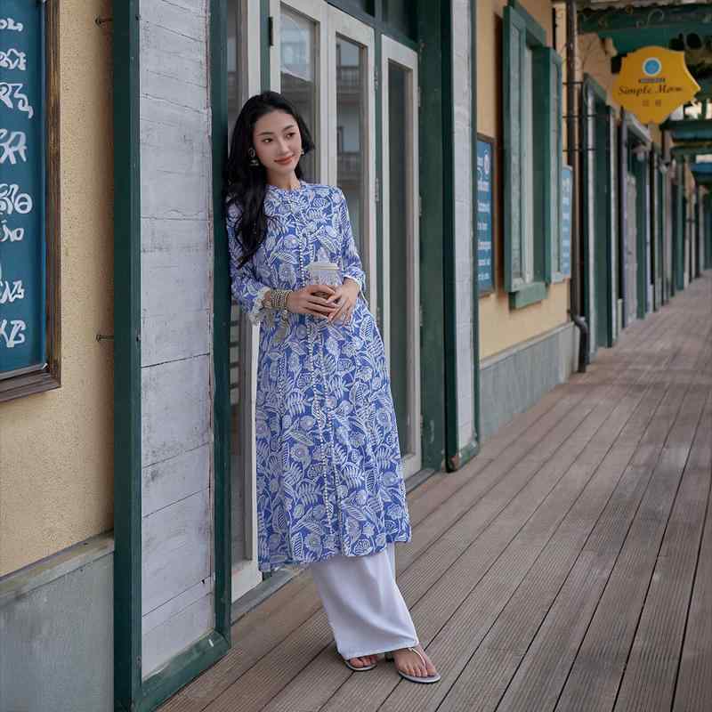 レディース ファッション ゆったり 妊婦 マタニティ 体型カバー 早春 インド コットンプリント エスニ..