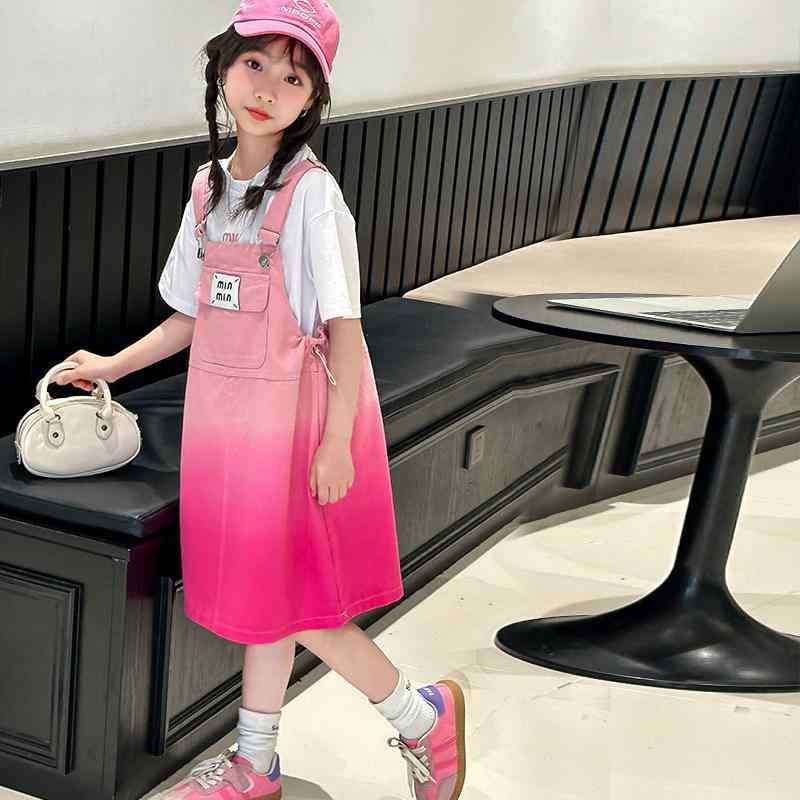 ワンピース 女の子 夏 かわいい ドレス 子供 サスペンダー スカート 半袖 セットアップ スカート トレンディ