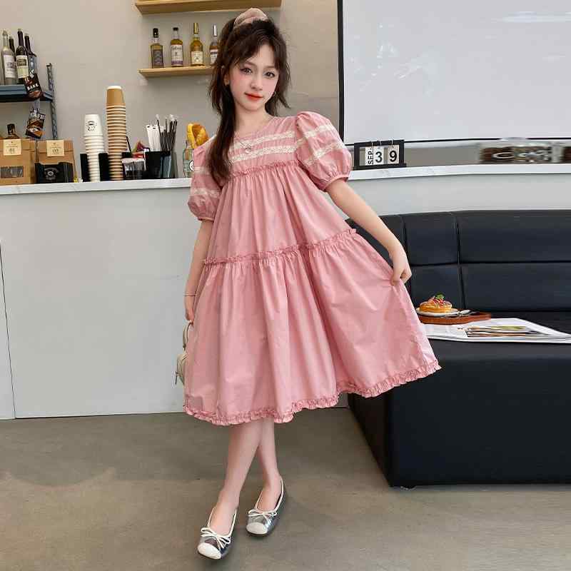 ワンピース 女の子 夏 かわいい コットンドレス 子供 パフスリーブ スカート プリンセス ドレス
