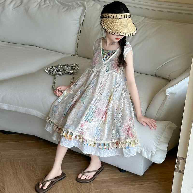 ワンピース 女の子 夏 かわいい ドレス 子供 キャミソール ビーチ スカート ビッグ 子供 休暇 花 プリンセス スカート