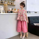 子供服 女の子 セットアップ おしゃれ カジュアル 夏 クロップドパンツ 洋風 2点セット 大きめ