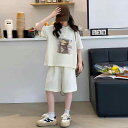 子供服 女の子 セットアップ おしゃれ カジュアル 夏 半袖 薄手 涼しい ショート パンツ 2点セット
