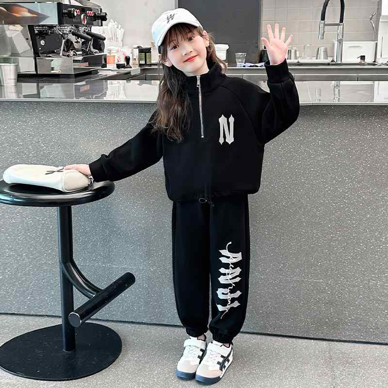 子供服 女の子 セットアップ おしゃれ カジュアル 春 セット 大きめ スポーツ 春秋 セーター ズボン 2点 セット