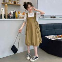子供服 女の子 夏 セットアップ かわいい サスペンダー スカート 薄手 涼しい 半袖 カジュアルウェア
