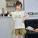 子供服 女の子 セットアップ おしゃれ カジュアル 夏 半袖 薄手 涼しい ズボン パンツ 2点セット 韓国