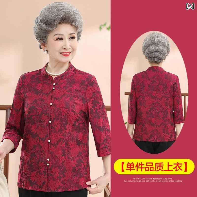 ミセス ファッション 婦人服 体型カバー 上品 淑女 レディース 夏 シャツ セットアップ 日 レトロ 夏 シャツ