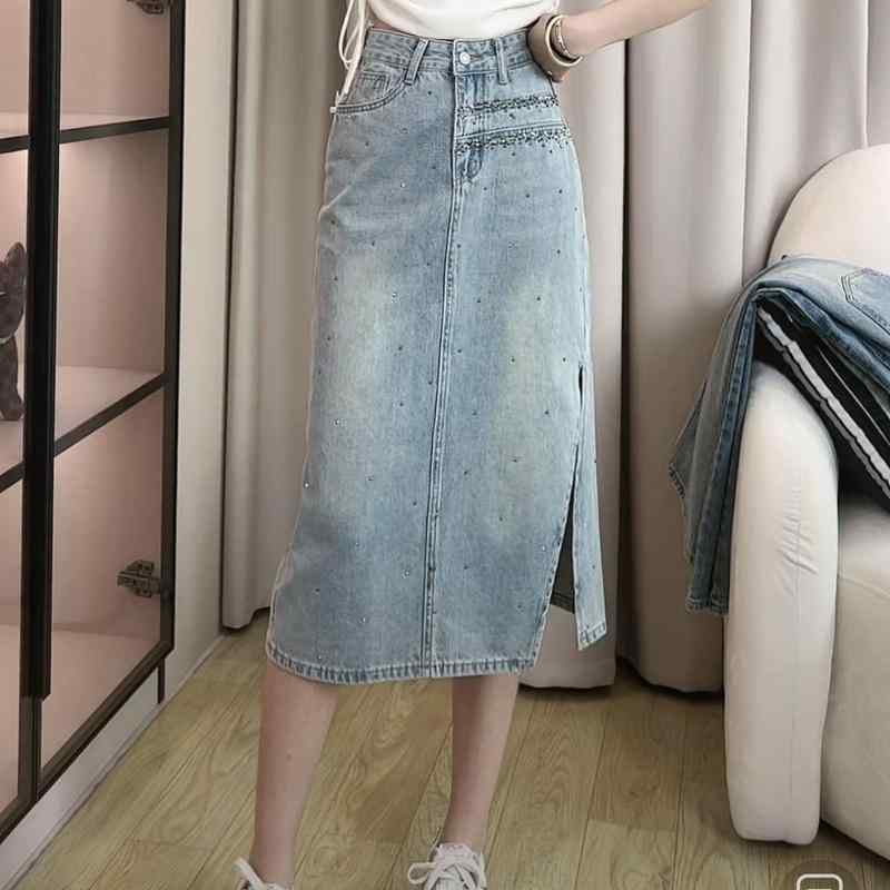レディース ファッション おしゃれ 夏 デニムスカート スリム スカート 春夏 丈 韓国 フロント スリットスカート