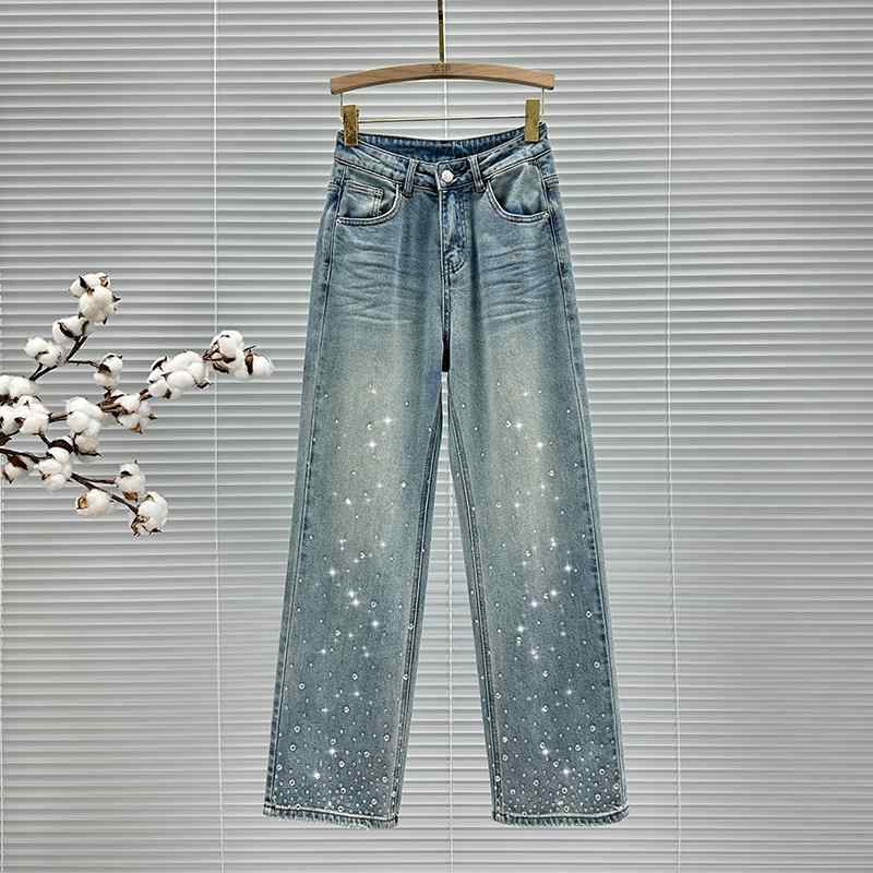 レディース ファッション カジュアル おしゃれ ジーンズ ハイウエスト スリム 春夏 ストレート パンツ ワイドレッグ パンツ(4)