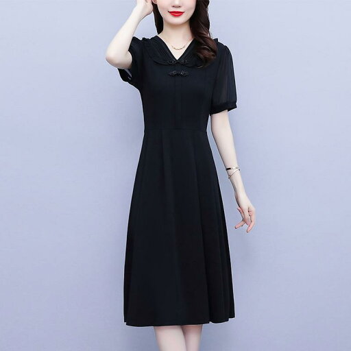 レディース ファッション ドレス 大きいサイズ ドレス スリムフィット 体型カバー Vネック 夏 チャイナ風 プレート バックル ハイウエスト レディース ファッション ドレス 大きいサイズ ドレス スリムフィット 体型カバー Vネック 夏 チャイナ風 プレート バックル ハイウエスト