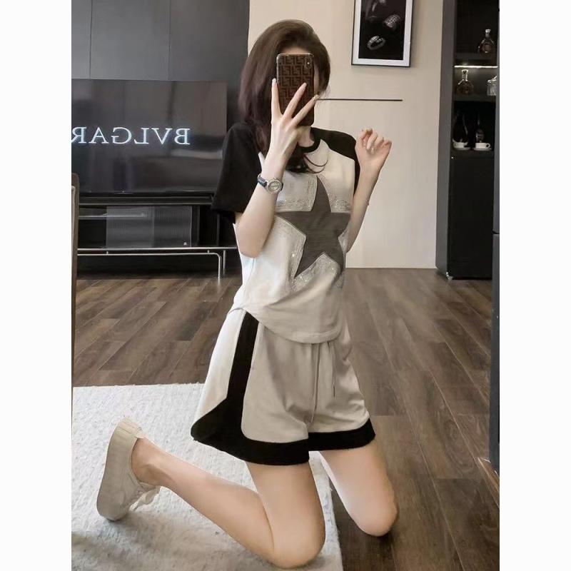 セットアップ レディース 半袖 夏 ニュー エイジ グレー スター カジュアル 2点セット