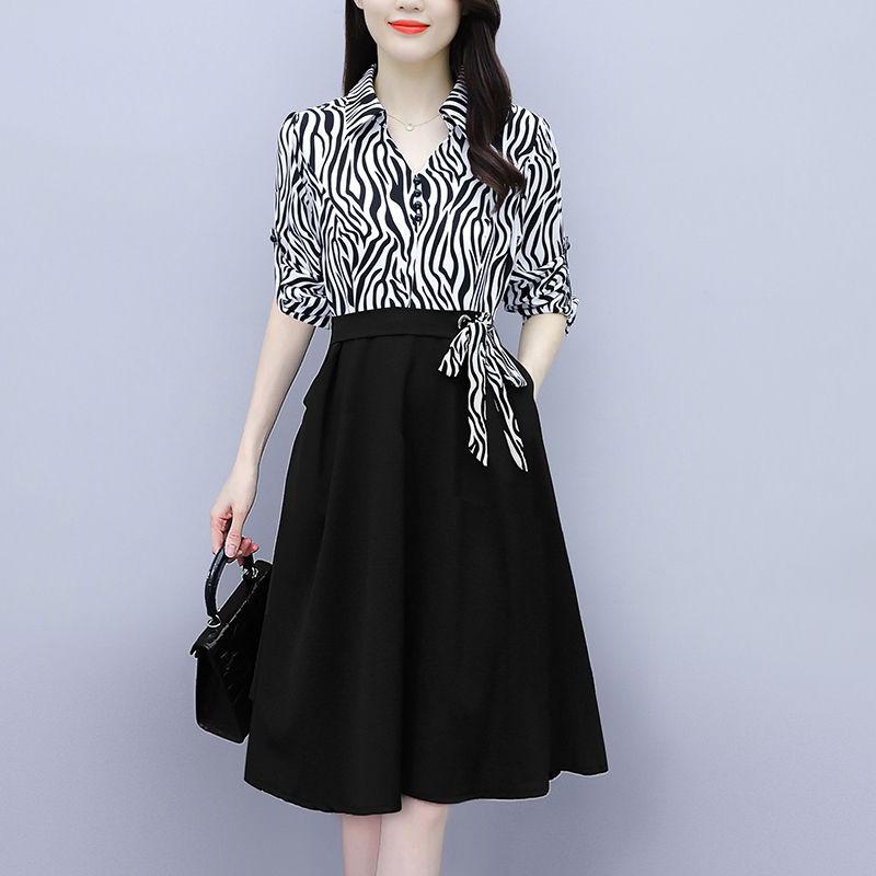 セットアップ レディース 体型カバー スリム ドレス 春夏 大きいサイズ フェイク ストライプシャツ ドレス