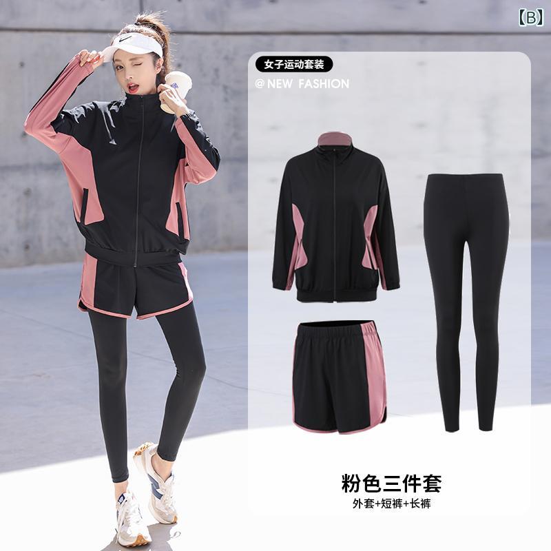 スポーツウェア レディース おしゃれ フィットネス ジム アウトドア 運動 ランニング セットアップ 秋冬 朝 ランニング スリム ヨガ 服 3