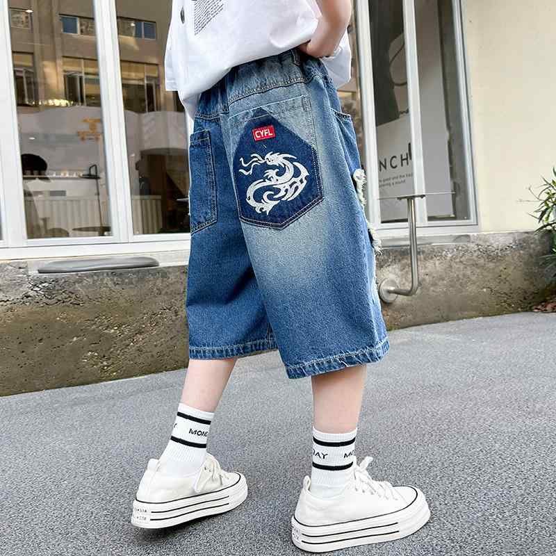デニム パンツ 男の子 ボーイズ 子供 カジュアル 夏 ショート 夏 薄手 涼しい ジーンズ ミディアム 夏