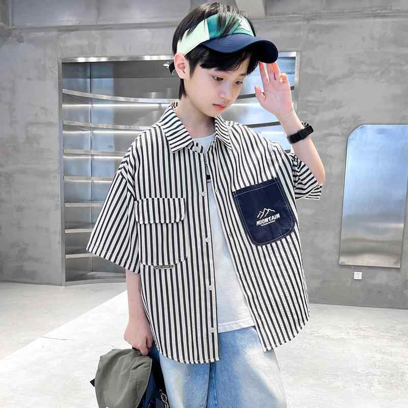 キッズ ファッション トップス 男の子 カジュアル おしゃれ 夏 半袖 シャツ 薄手 涼しい シャツ