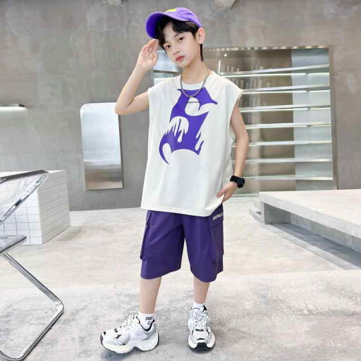 男の子 ファッション ボーイズ 子供 夏 おしゃれ セットアップ クール 大きめ ノースリーブ タンクトップが ストリート トレンド ヒット 男の子 ファッション ボーイズ 子供 夏 おしゃれ セットアップ クール 大きめ ノースリーブ タンクトップが ストリート トレンド ヒット