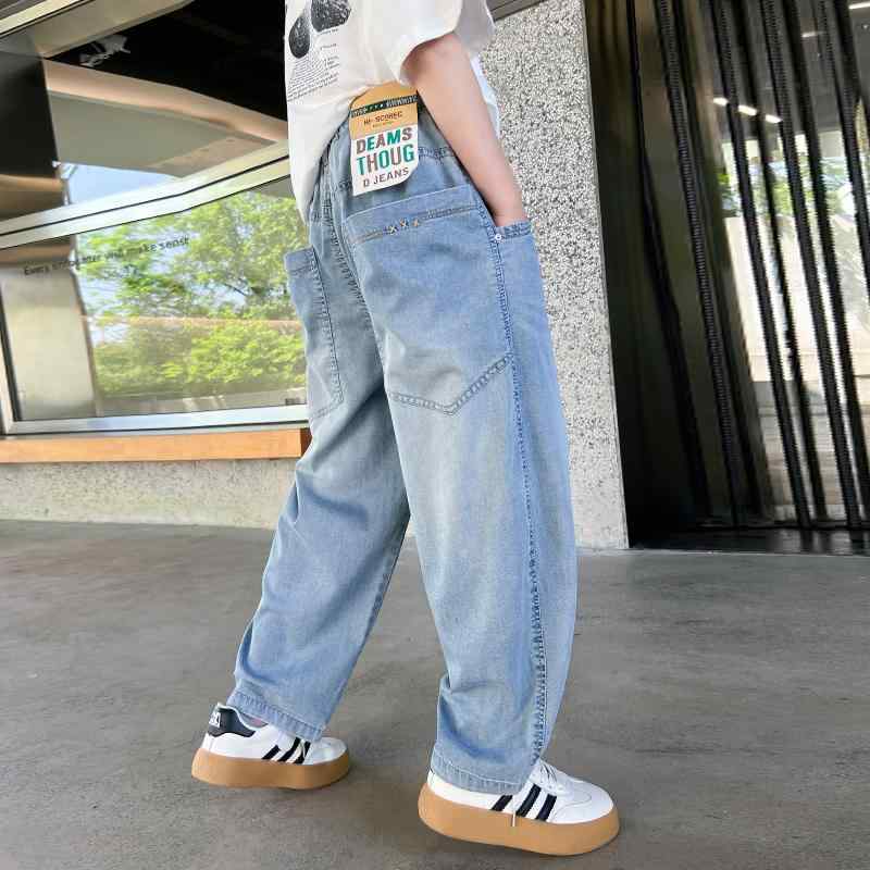 デニム パンツ 男の子 ボーイズ 子供 カジュアル 夏 防蚊 新 夏 服 テンセル ジーンズ 薄手 涼しい